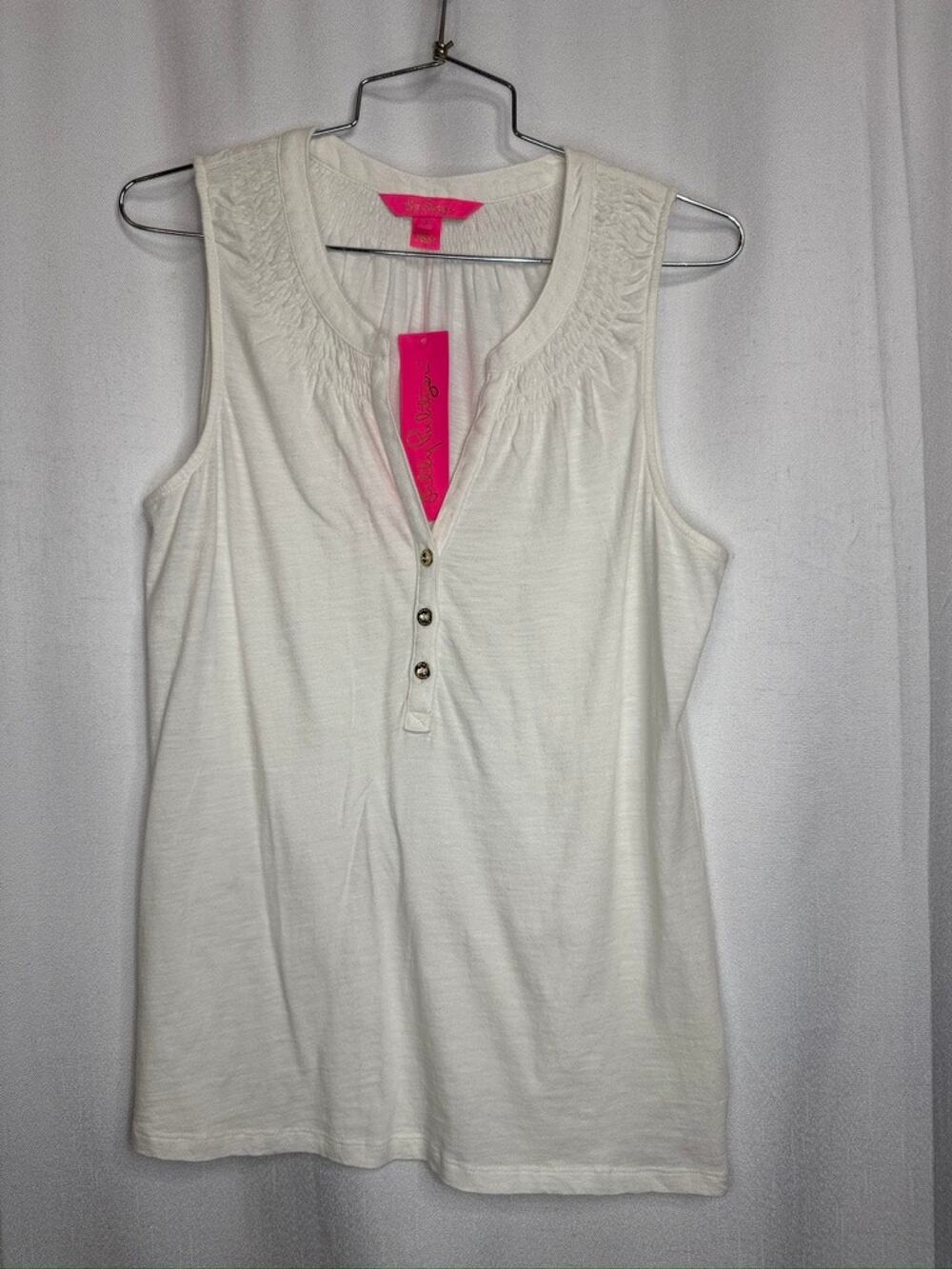 462. Lilly Pulitzer Sleeveless Henley Knit Top Size M NWT White